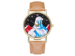 Reloj De Pulsera Unisex De Cuarzo Con Correa De Piel Sintética, Estilo Sencillo Beige.