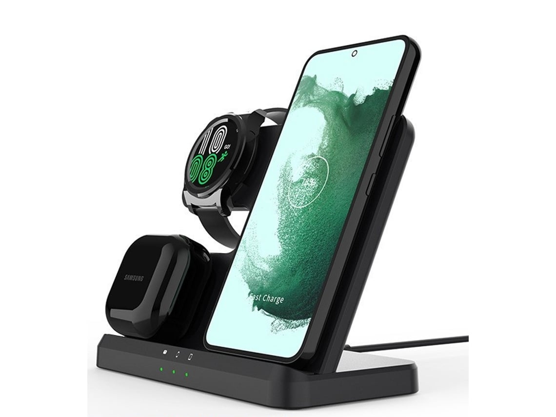 Soporte Vertical Carga Rápida Gama Samsung, Carga Móvil, Reloj Y Buds Sin Cables Desordenados Sobre La Superficie