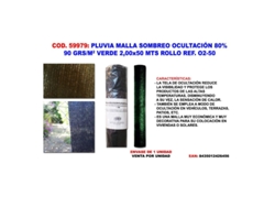Pluvia malla sombreo-ocultacion  90g-m2 verde 2,00x50 mt roll