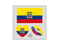(Ecuador) 50 tatuajes temporales de la bandera nacional, calcomanías faciales de transferencia al agua.