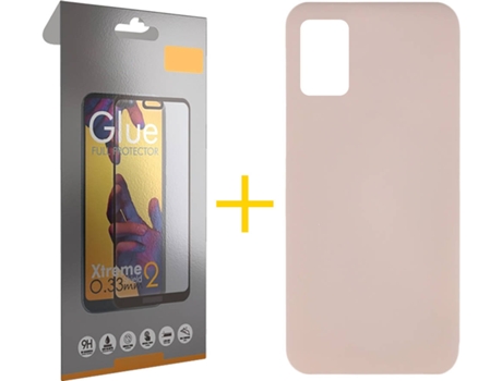 Funda y Protector de Vidrio Full 1x Samsung Galaxy A31 SKYHE Silicona Líquida Rosa Crema