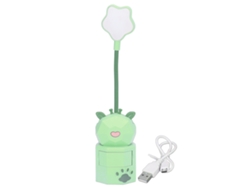 2026-luz De Lectura Para Niños Con Diseño Bonito Carga Usb Luz Cálida Cuello De Cisne Ajustable Material Seguro Verde
