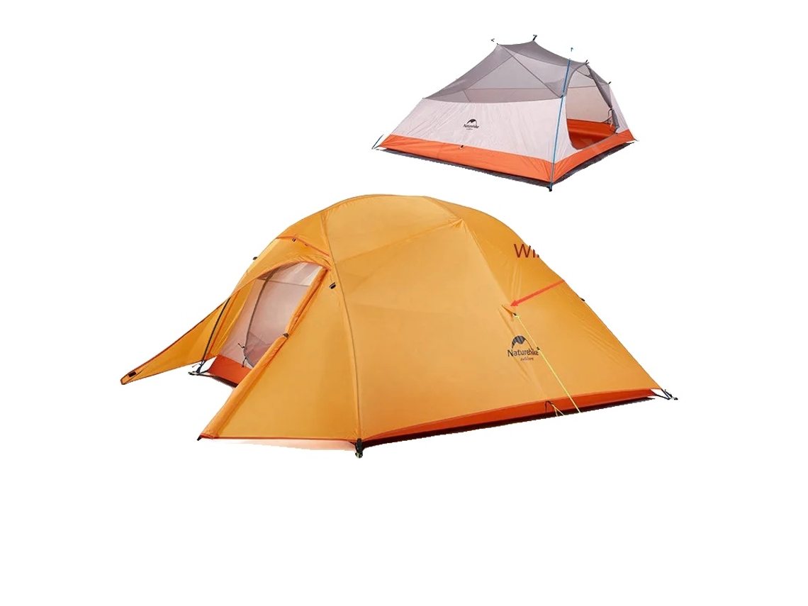 Tienda de campaña ultraligera e impermeable para trekking, Up3 210t, color naranja.