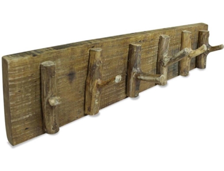vidaXL Perchero de madera maciza reciclada 60x15 cm