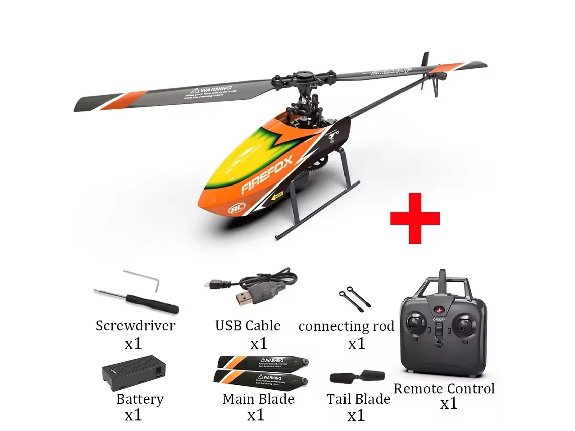 Helicóptero Rc Estable Automático 2.4g 4 Canales Hélice Única Vuelo Largo Principiante, Naranja Aeuzwr