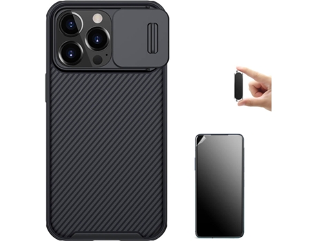 Carcasa + Protector + Soporte iPhone 13 Nillkin Camshield Negro BD-BKHC