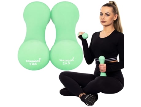 Mancuernas de neopreno 2x 2 kg Pesas de fitness ideales para la rehabilitación de mujeres asesinas de grasa
