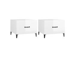 Mesas de Centro + Patas Metálicas 2uds Blanco Brillo MAISON EXCLUSIVE (50x50x40 cm)