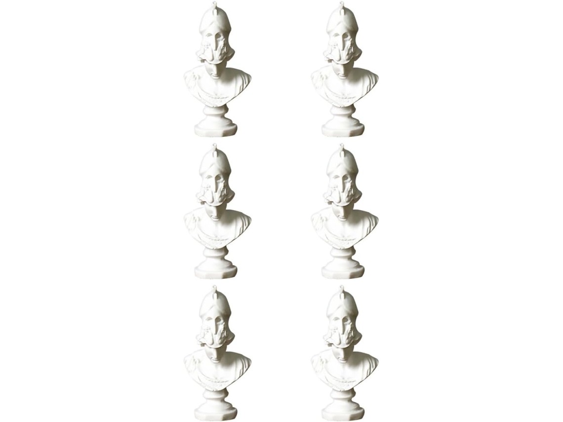 Conjunto 6 Esculturas Decorativas Diosa Atenea Resina Blanca Finos Adornos Artesanales Decoración Interiores