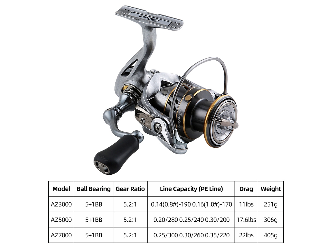 Reel De Pesca Spinning 5+1bb 5.2:1 Con Bobina De Metal Mango Intercambiable Izquierda Y Derecha