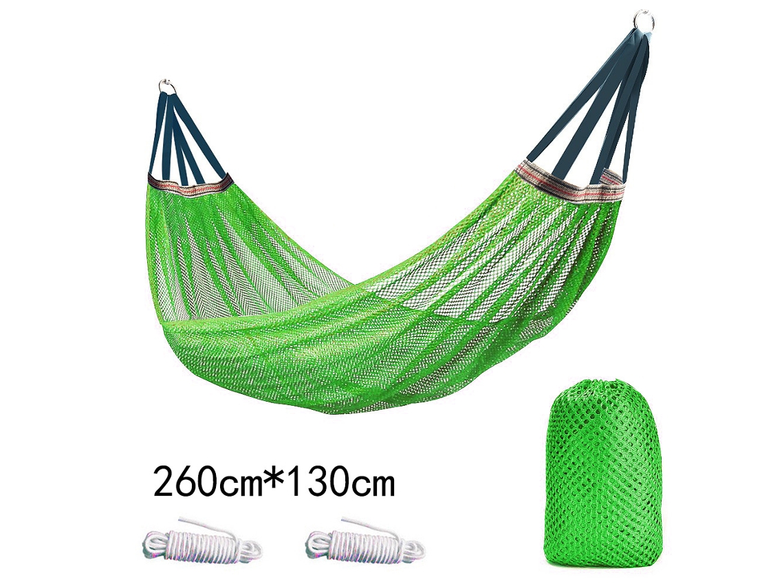 Hamaca de exterior Siurn, tejido de malla de nailon transpirable (260 x 130 cm), verde claro