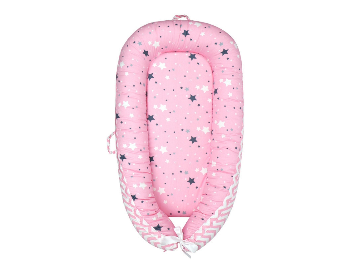 Cuna portátil para bebé de algodón transpirable con funda extraíble, 90x50cm DIGITALLAB (Estrella Rosa)