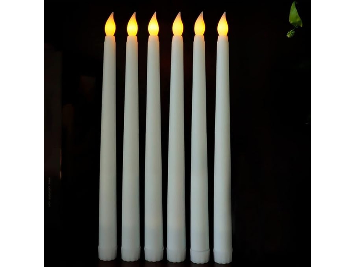 Velas Led Brancas (bastão) Sin Llamas, Alimentadas Por Batería - Longas Para Decoración De Mesa (casamiento, Navidad, Aniversario)