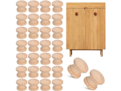 20 Pomos De Madera Natural Con Forma De Seta, Juego De 2 Piezas, Tiradores Para Muebles De Cocina