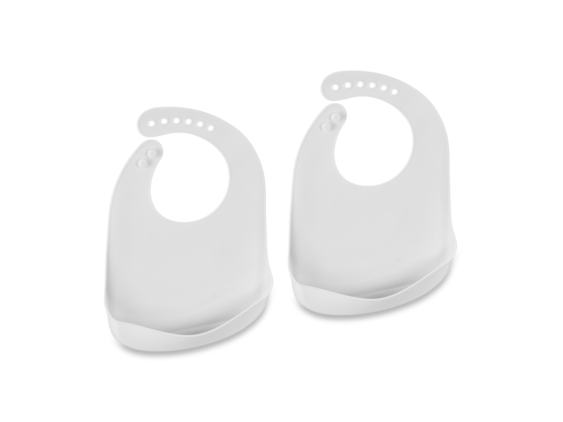 Relaxdays 2 Baberos De Silicona Para Bebé, Bolsillo, Sin Bpa, Aptos Lavavajillas, 30 X 23 X 1,5 Cm, Blanco