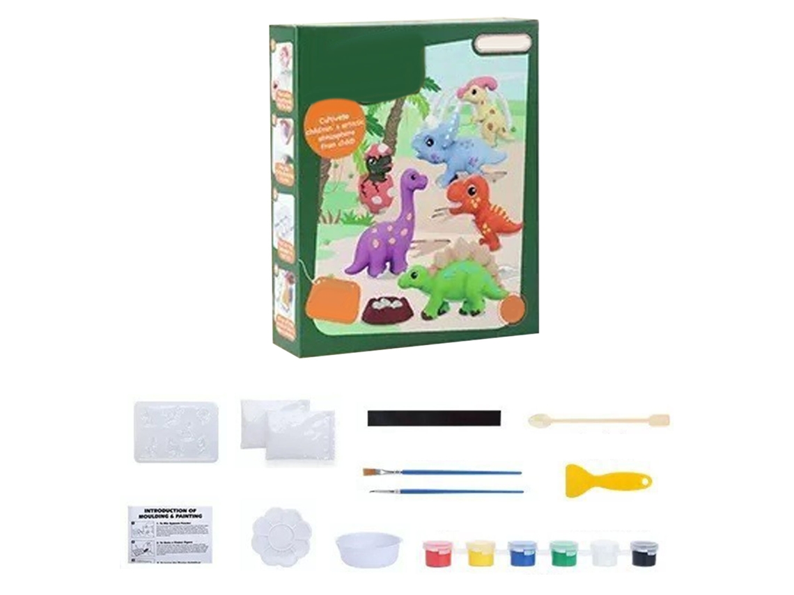 2026-juguete De Pintura De Yeso Para Niños Diy Manual Escultura Cartoon Molde Pigmentos Estilo Dinosaurio