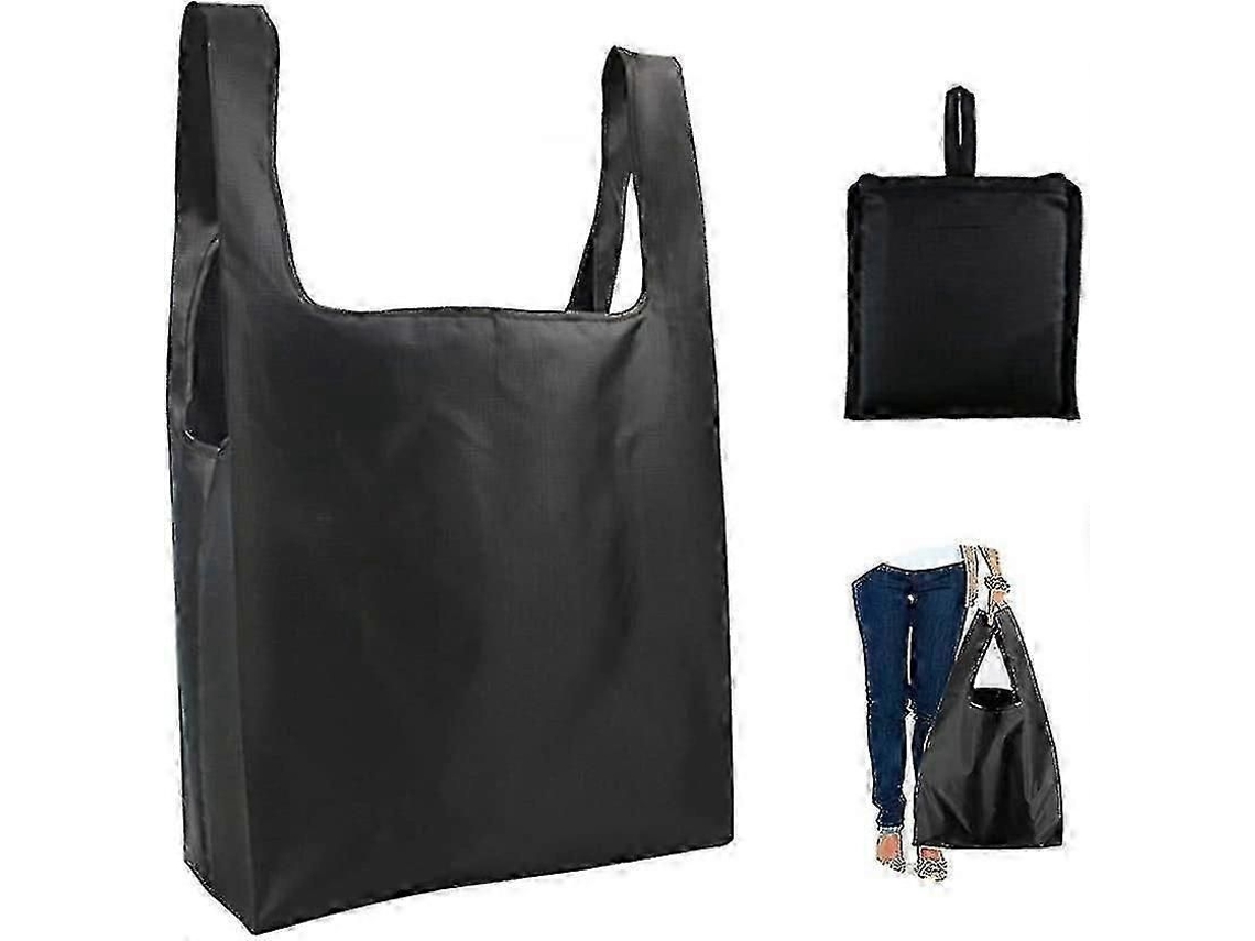 Bolsa de compras reutilizable, plegable y lavable, de gran capacidad, tipo bolso lavable GOKOCO (negra)