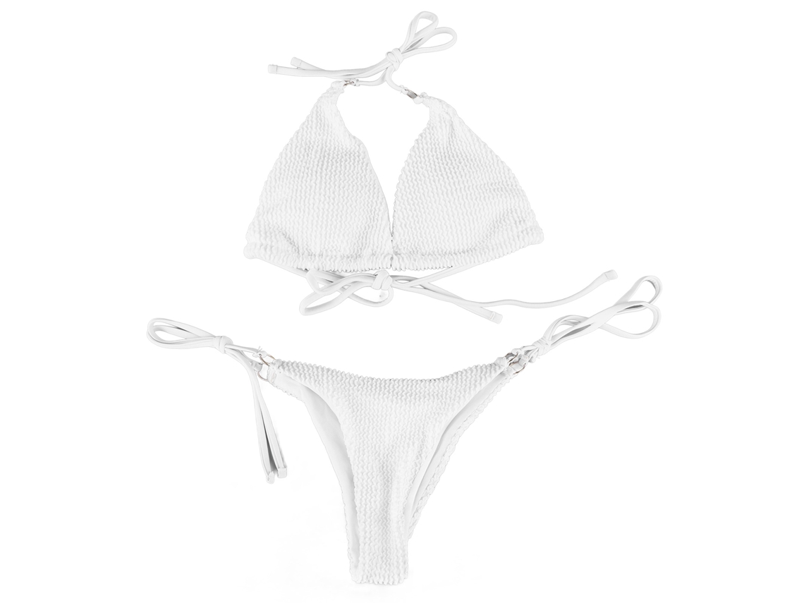 Danu2026-traje De Bikini Crisscross De Color Solido Con Cintas Laterales Para Mujer 2 Piezas Bañador Verano Playa Blanco M