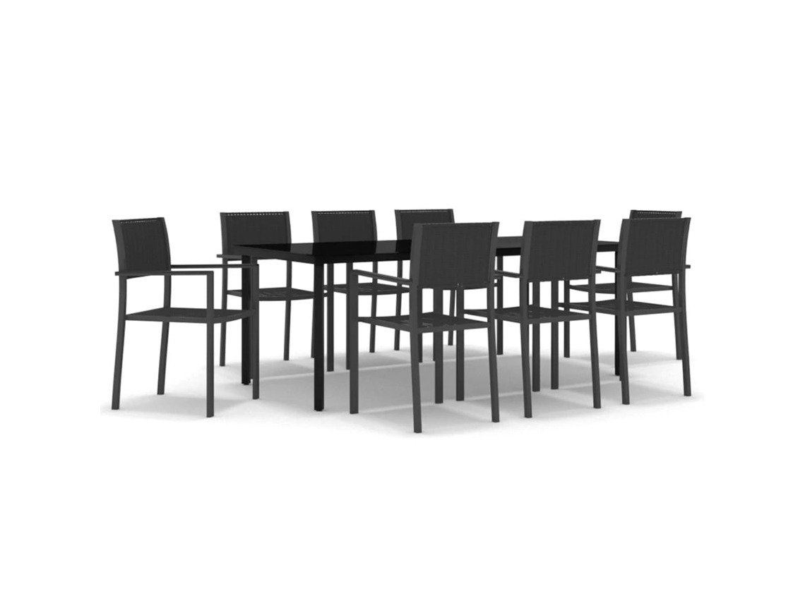 Maison Exclusive - Juego De Comedor Para Jardín 9 Piezas Negro