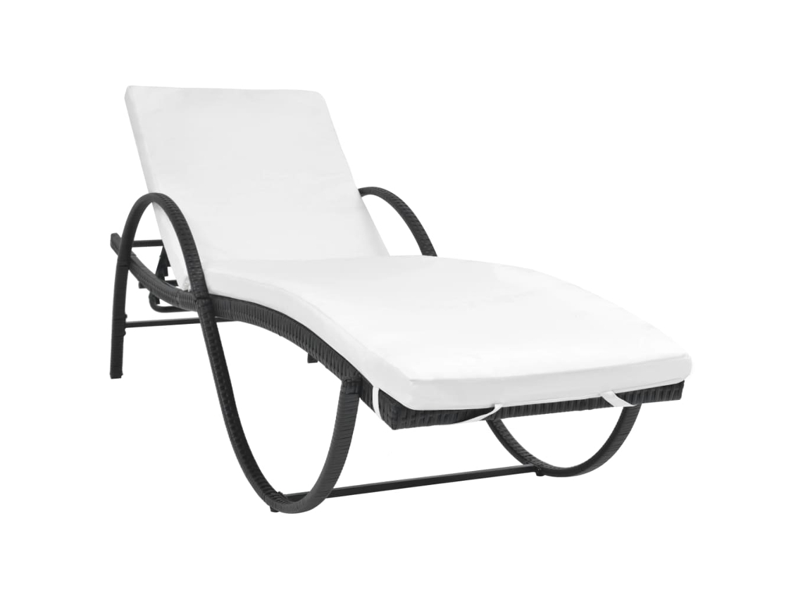 Tumbona de mimbre negra con cojín DKD HOME DECOR