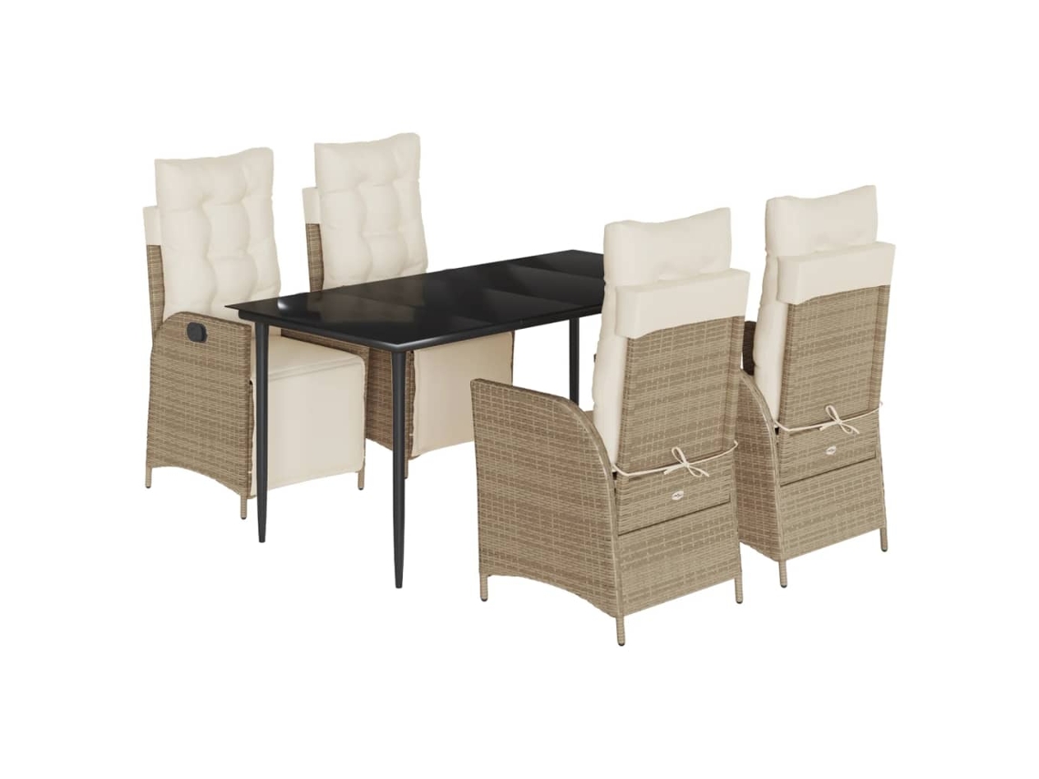 Maison Exclusive - Set Comedor De Jardín 5 Pzas Con Cojines Ratán Sintético Beige