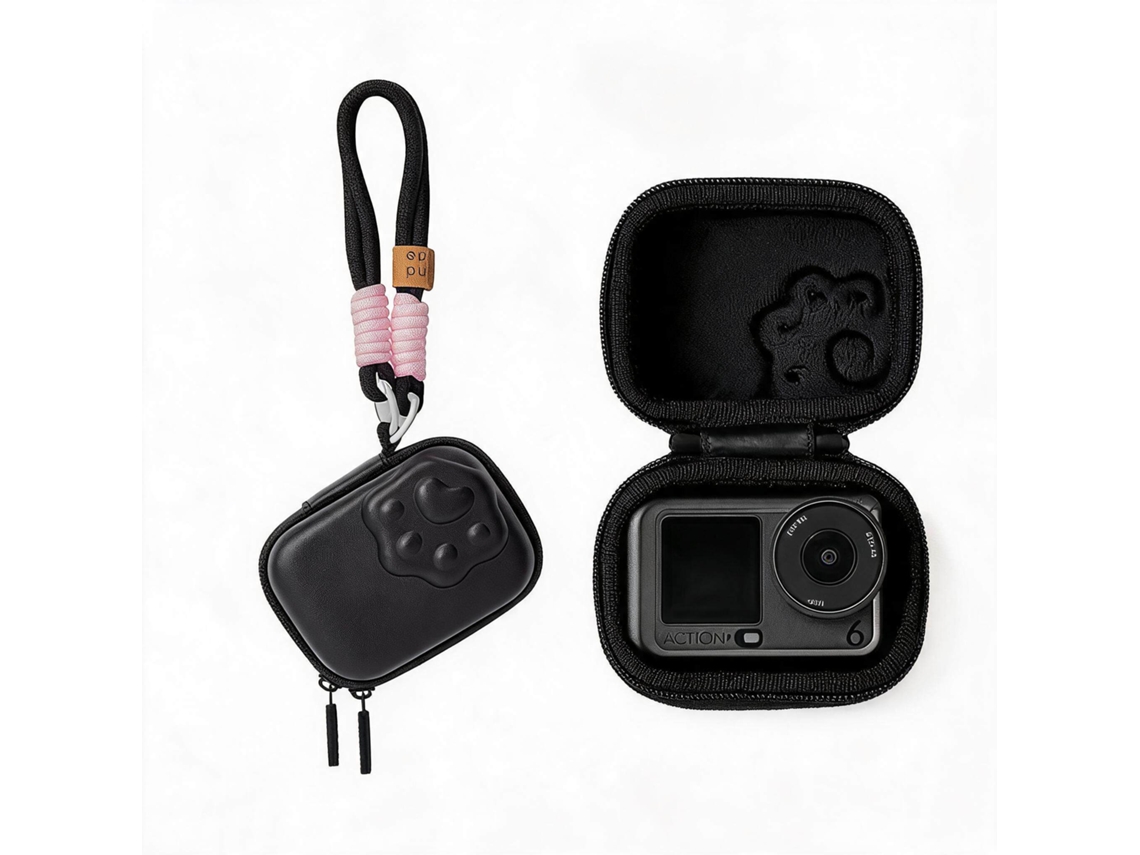 Bolso bandolera portátil impermeable para DJI Action6, a prueba de golpes, HENTEN HOME, negro.
