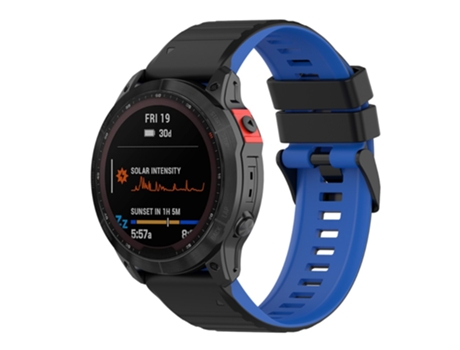 Correa de Silicona 26mm dos colores para Garmin Fenix 7X/6X/5X - negro/azul