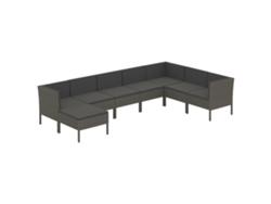 Maison Exclusive - Set De Muebles De Jardín 8 Pzas Y Cojines Ratán Sintético Gris