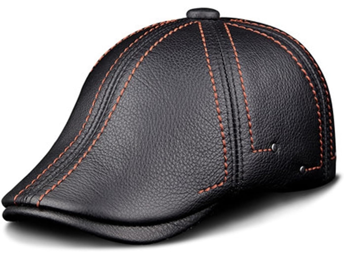 Boinas De Cuero Genuino Para Hombre, Gorras De Moda, Sombreros Negros A Rayas Para Adultos, Nuevos.
