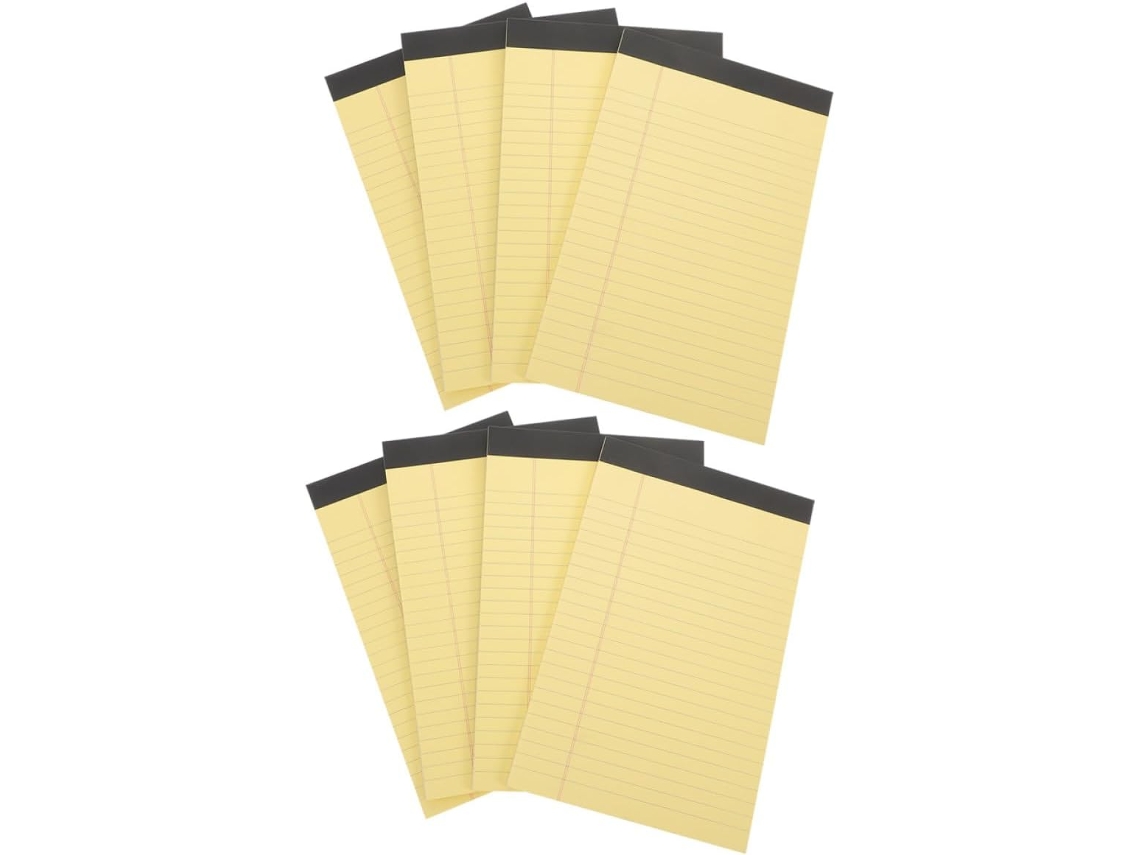 Blocs De Notas Legales Amarillos Con Líneas, Tamaño De Bolsillo, 8 Cuadernos Grapados