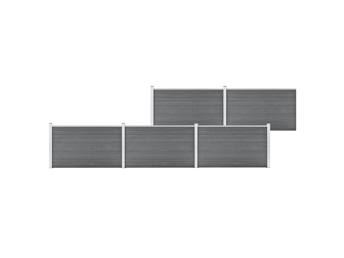 Panel de valla de jardín de 872 x 106 cm, WPC, gris, DKD, decoración del hogar