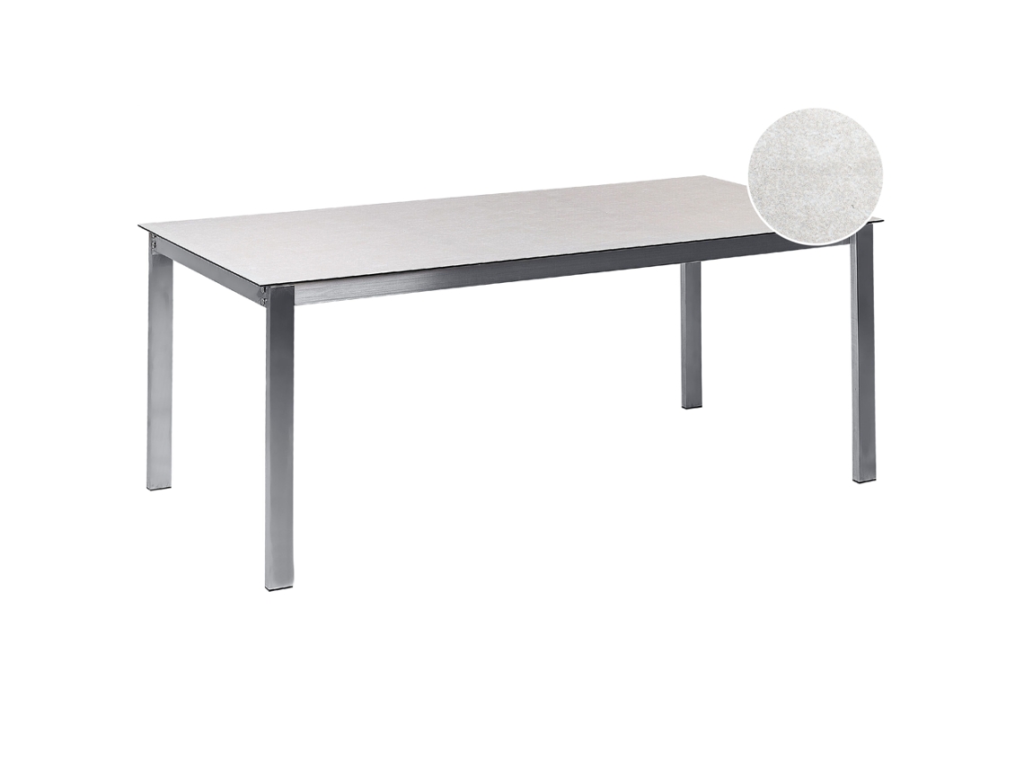 Mesa de jardín BELIANI Cosoleto de Vidrio templado, Acero inoxidable Blanco 90x180x75
