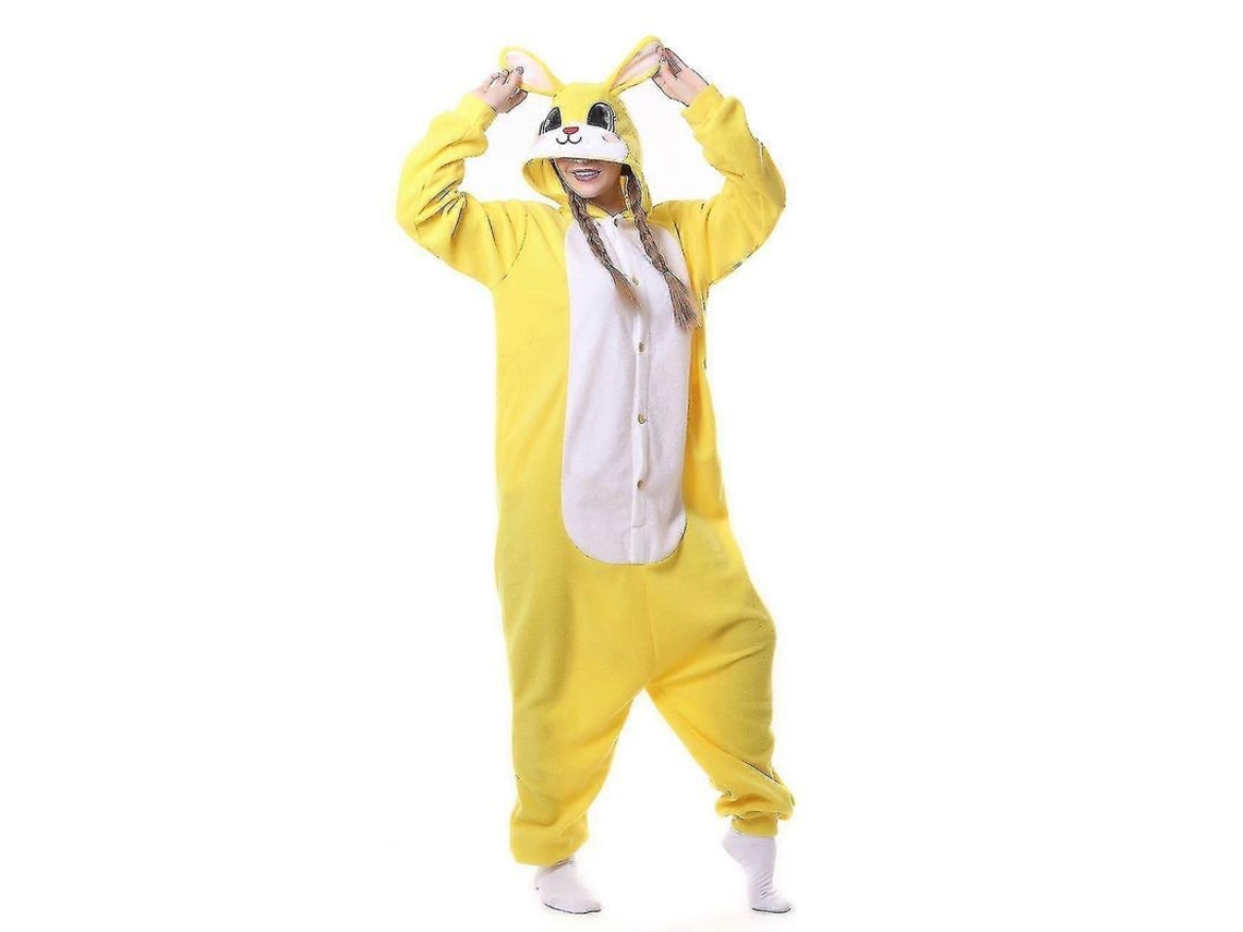 Pijama De Animal Kigurumi De Unicornio Pegaso Con Conejo Amarillo Para Cosplay De Halloween E Invierno.