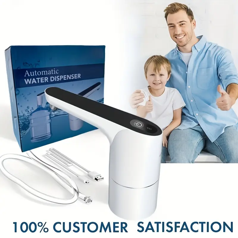 1 pieza distribuidor de agua de 5 galones, dispositivo de succión de agua inteligente, recargable USB, Chrui (negro)