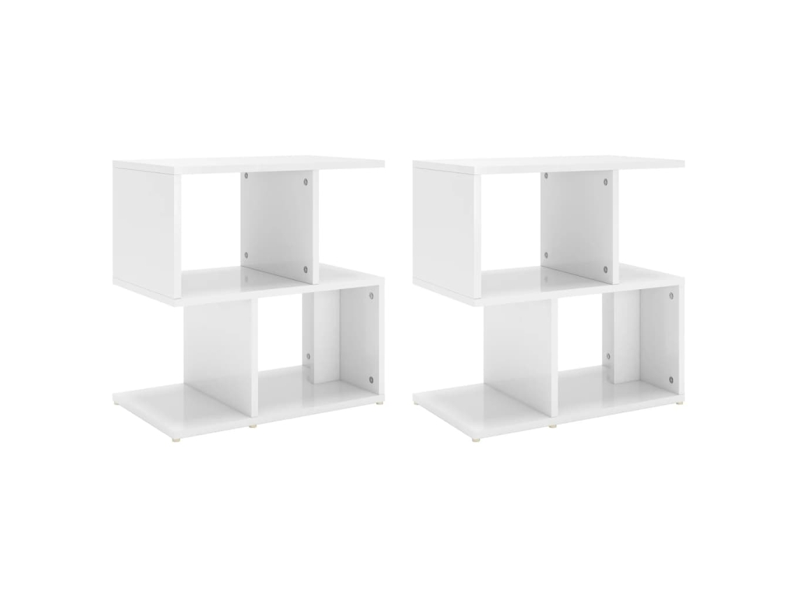 Conjunto de mesitas de noche en derivados de madera blanco brillo MAISON EXCLUSIVE