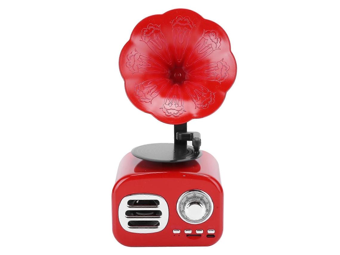 Fonógrafo portátil vintage retro con altavoz Bluetooth, caja de sonido, accesorio para equipo, color rojo Chennnls