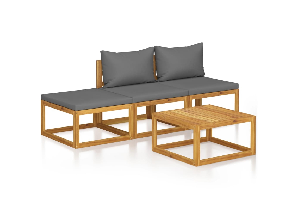 Maison Exclusive - Muebles De Jardín 4 Pzas Cojines Crema Madera Maciza De Acacia
