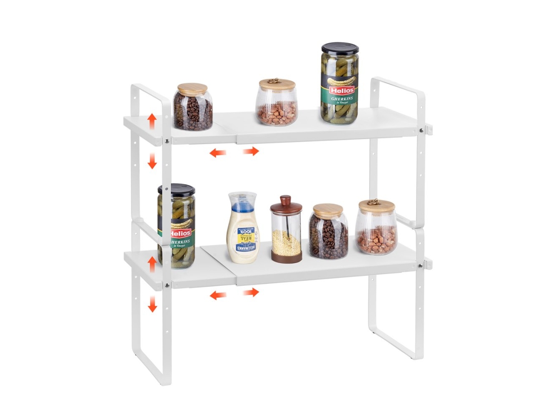 Estante extensible de 2 niveles para especias, compatible con armarios de cocina apilables, de Tekmaquinas.