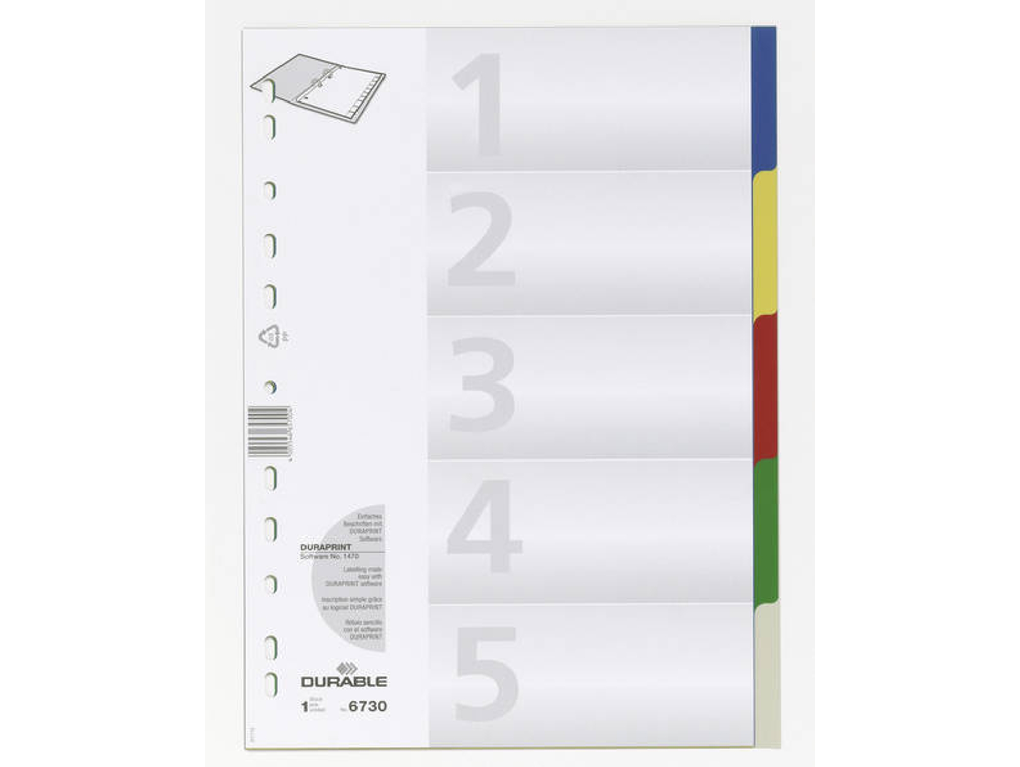 Separador DURABLE 6730-27 (Multicolor - A4 - 22x29.7cm - Polipropileno)
