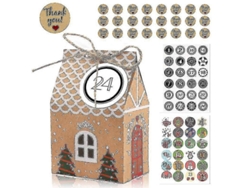 Juego de 24 cajas navideñas con forma de casa para dulces, con cordones. Hengjian