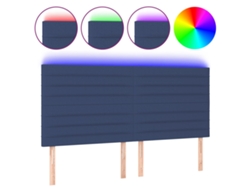 Maison Exclusive - Cabecero Con Luces Led Tela Azul 200x5x118/128 Cm