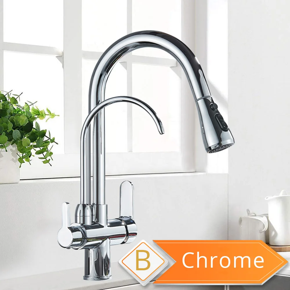 Grifo Con Filtro De Agua De Tres Vías (aleación De Cromo), Agua Fría Y Caliente En Uno, Con Función Para Beber.