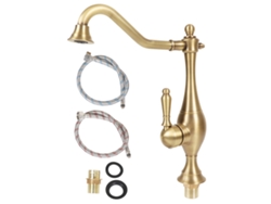Grifo de lavabo de latón antiguo con manijas giratorias para baño