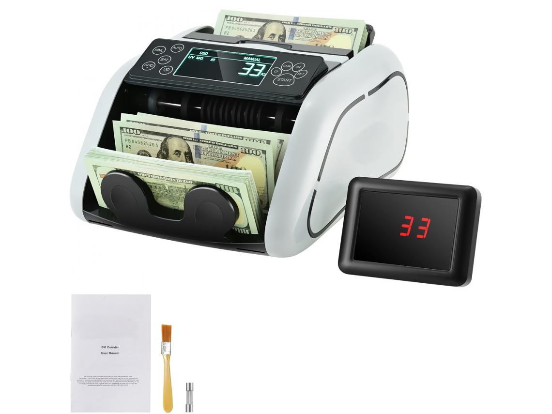Contadora de Billetes con Detección UV, MG, IR y DD, Capacidad para 200 Billetes, Pantalla LCD y Modos Automáticos Tekmaquinas
