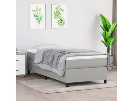 vidaXL Cama con somier y colchón 90x200 cm tela gris claro