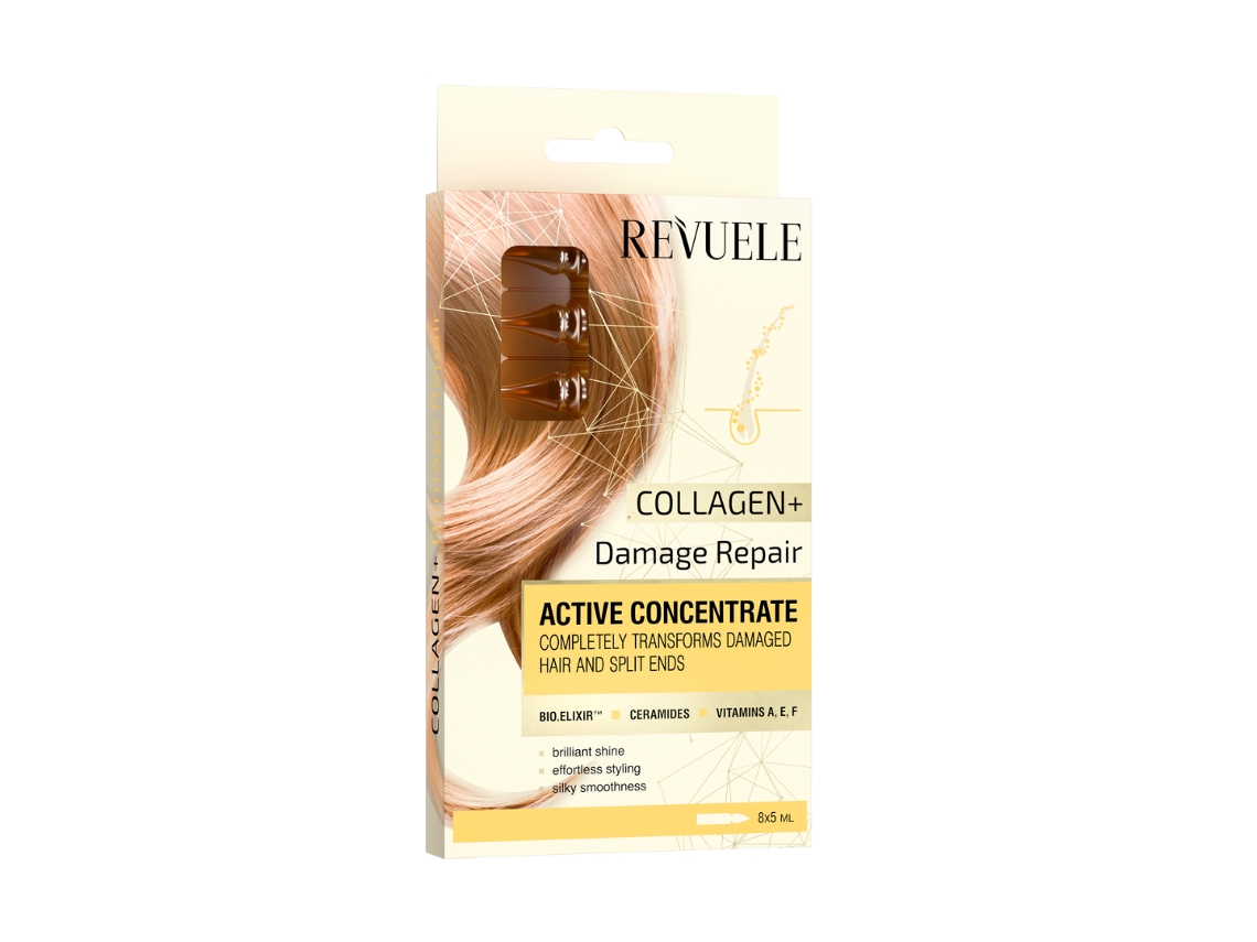 Ampollas activas para cabello dañado con concentrado de colágeno plus (8 x 5 ml) Revuele