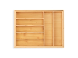 Relaxdays Cubertero Cajón Extensible 7 A 9 Compartimentos Bambú, 5 X 34-50,5 X 44,5 Cm, Organizador Cubertería, Natural