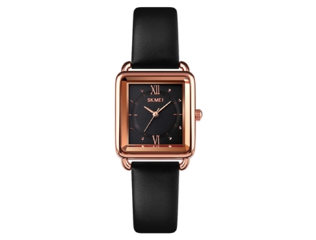 Reloj de Cuarzo de Moda para Mujer Reloj Cuadrado Resistente al Agua con Correa de Cuero-Negro LUUCOZK