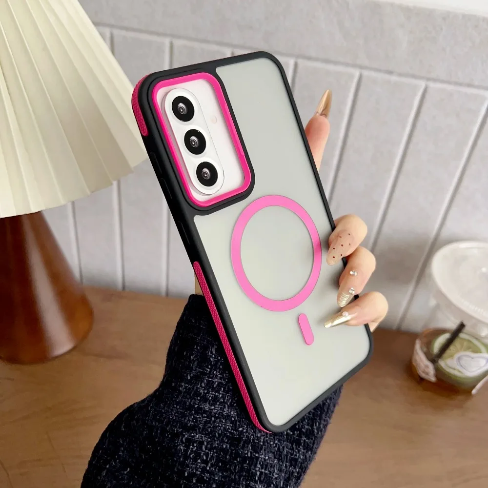 (rosa, Galaxy A37) Funda Magnética Mate Para Teléfono, Compatible Con Magsafe, Con Protección Antideslizante En Los Bordes.