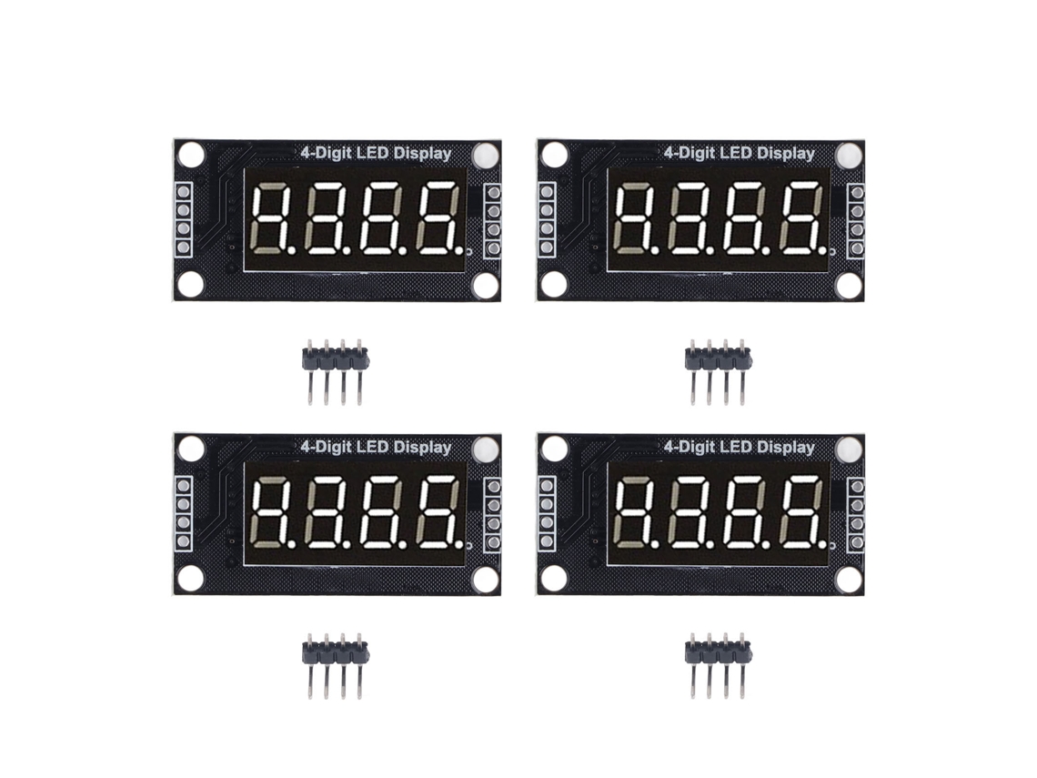 4 Conjuntos Módulo Display Tubo Digital Led 4 Dígitos 7 Segmentos 0.36in Chip De Controle Tm1637 Branco Mra110a